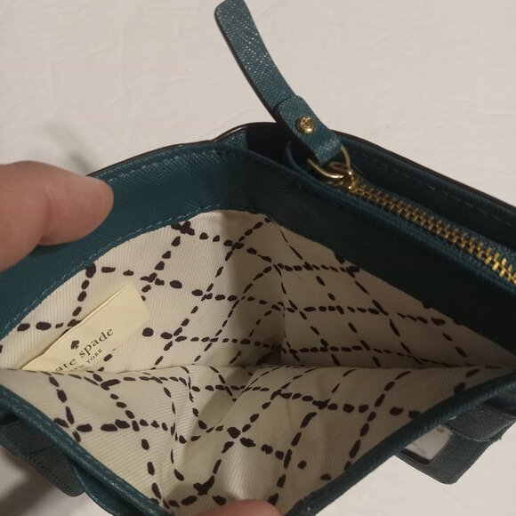 Kate Spade Cara Newbury Lane Saffiano Leather Snap and Zipper Wallet Teal - Picture 6 of 8